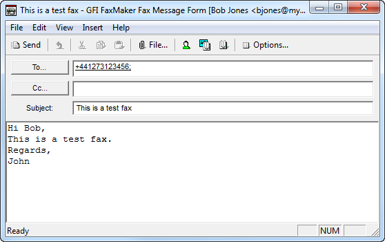 Fax message form