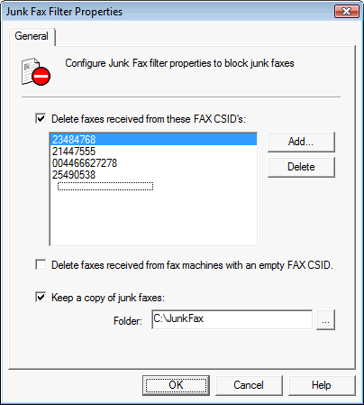 Junkfax filter Block unwanted faxes